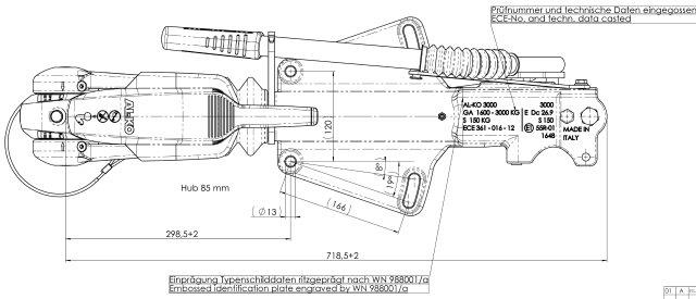 Overrun assembly  (fitted with AKS3004 stabiliser coupling for 22.9