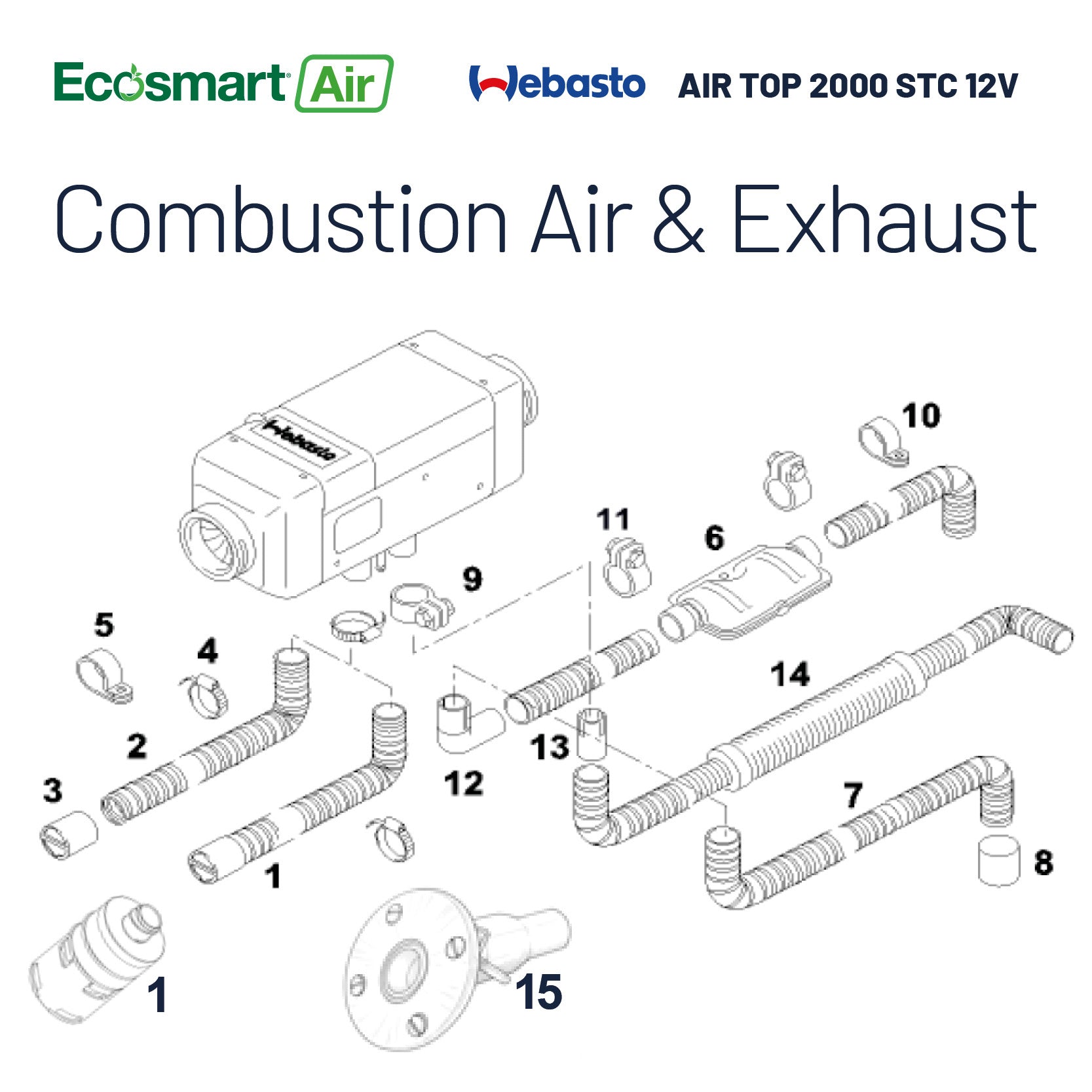 Webasto Air Top 2000 STC - Combustion Air & Exhaust Parts