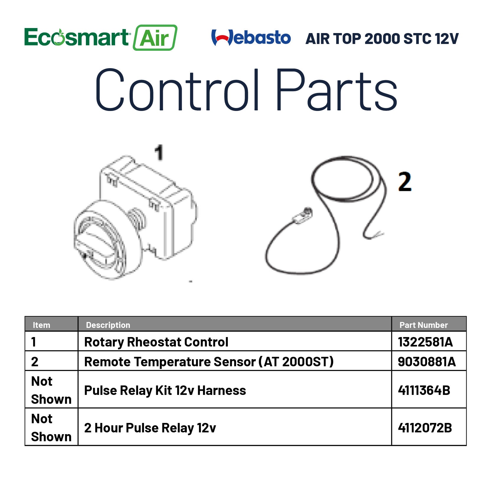 Webasto Air Top 2000 STC - Control Parts