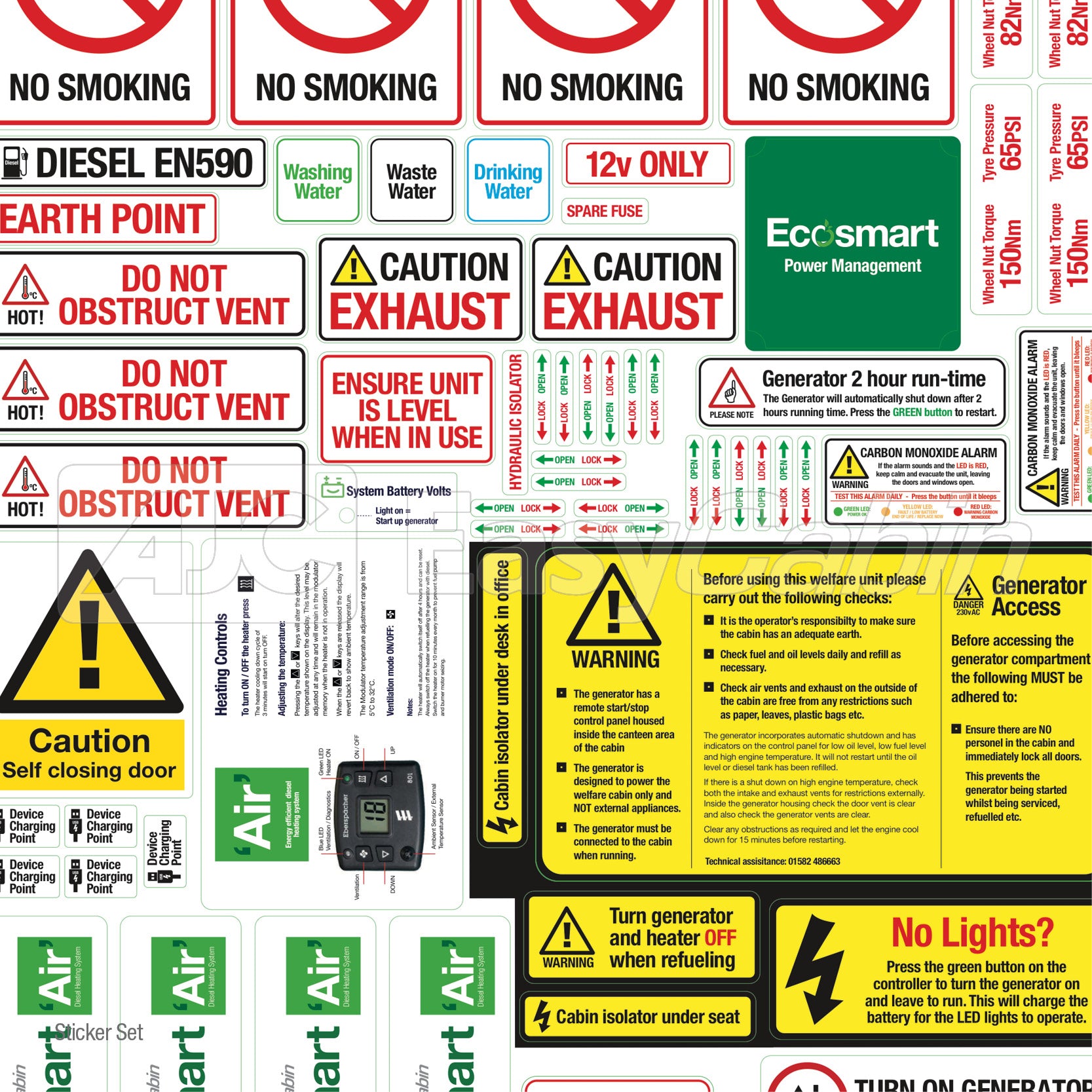 Operations Sticker Set - Ecosmart Welfare (Various System Types)