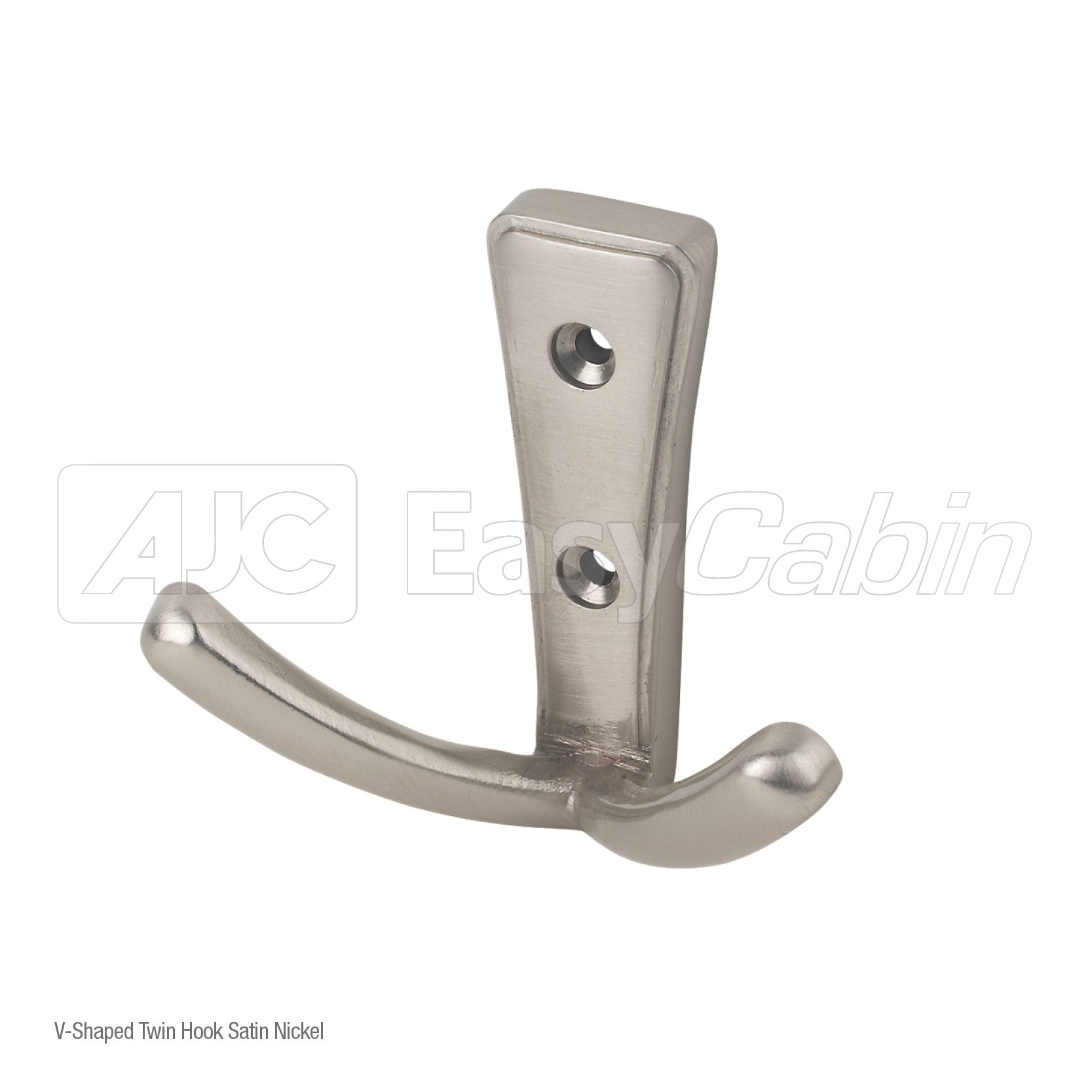 V-Shaped Twin Hook Satin Nickel