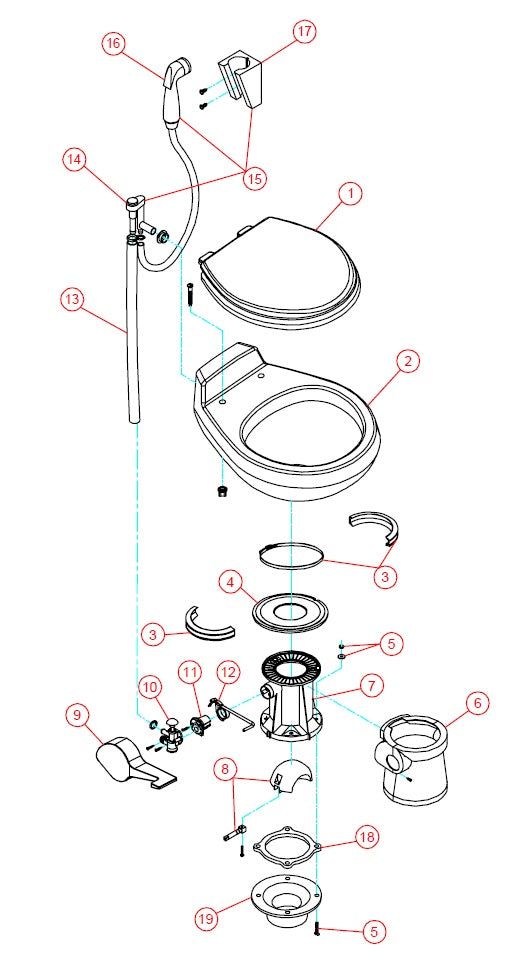 Welfare Flush Ball and Shaft Kit
